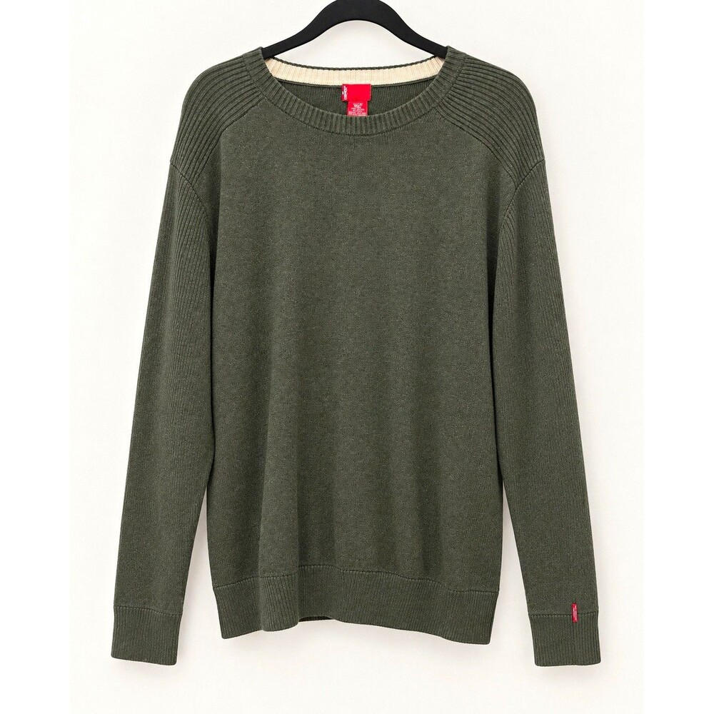 Levi's Men's Green Cotton Knit Crew Neck Pullover Sweater XL Logo